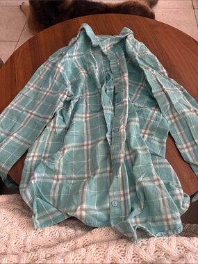 Teal Plaid Button-Up Shirt